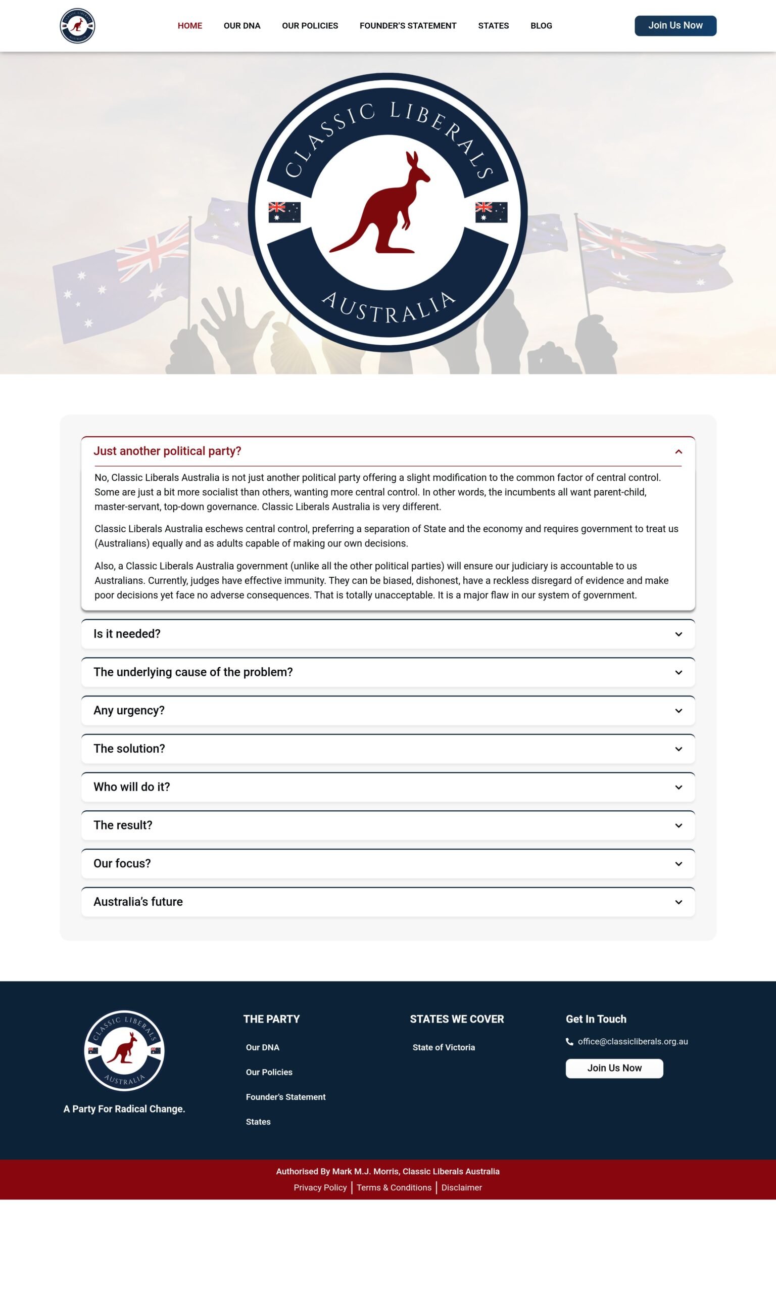 Classic Liberals Australia website design