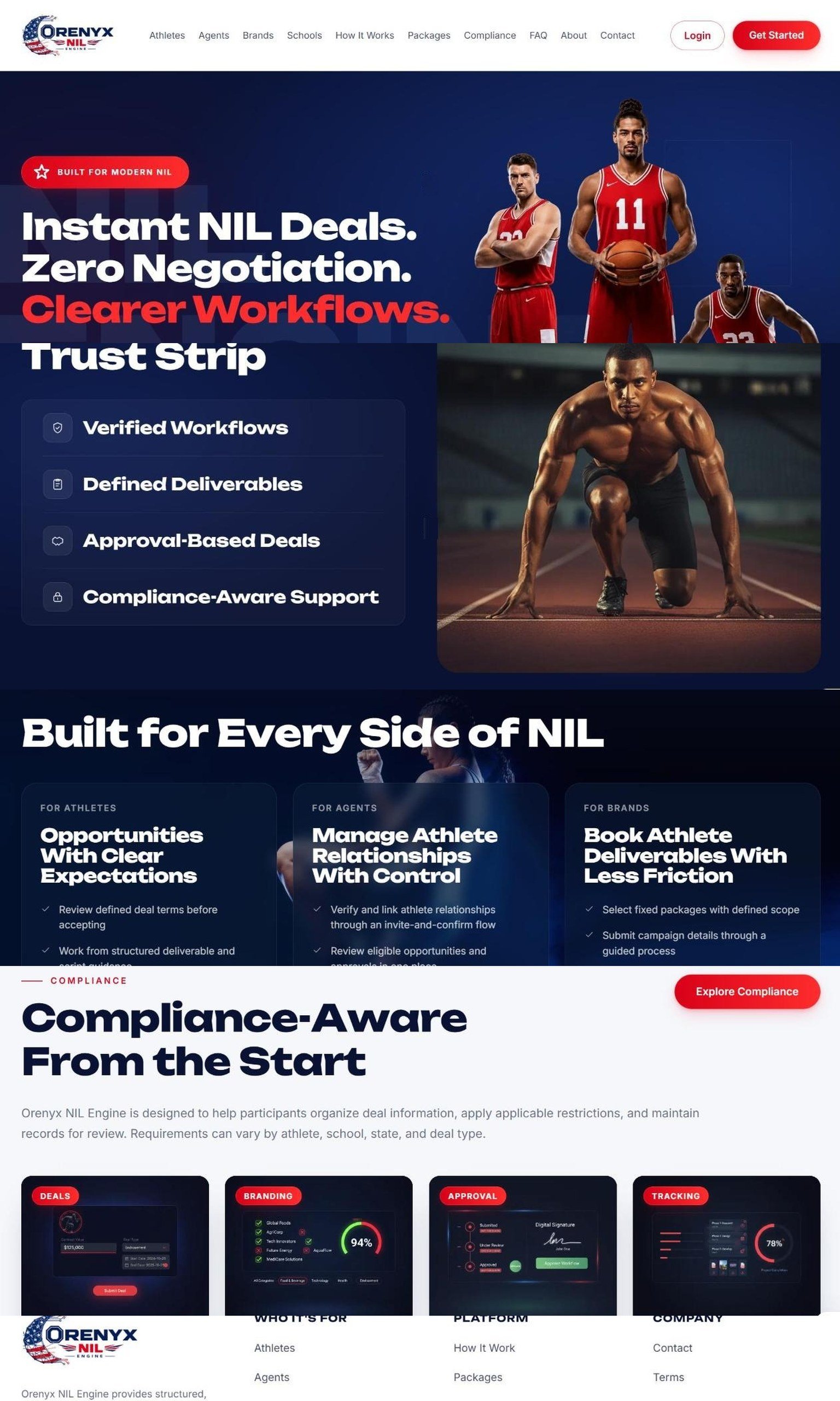 Orenyx NIL Engine website design