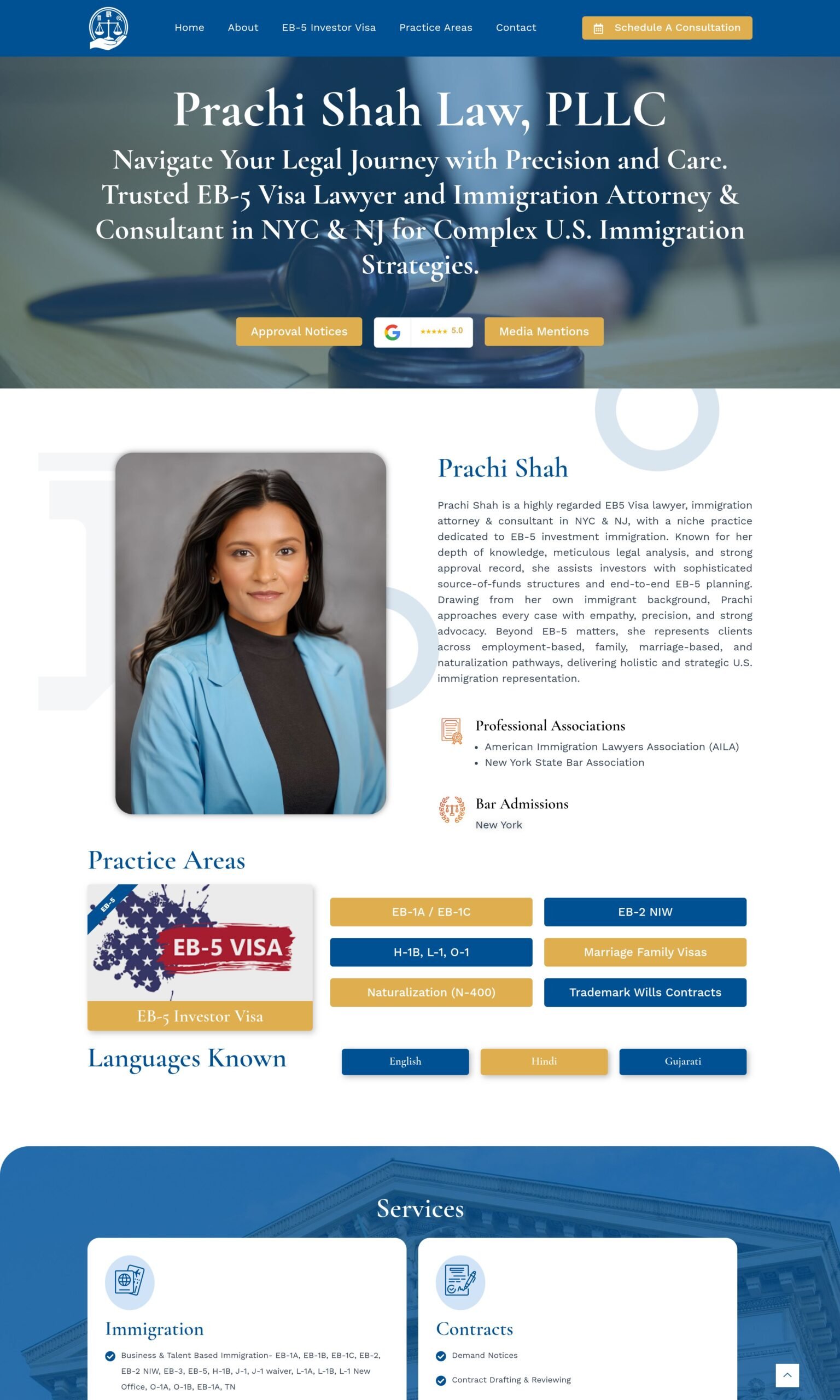 Prachi Shah Law website design