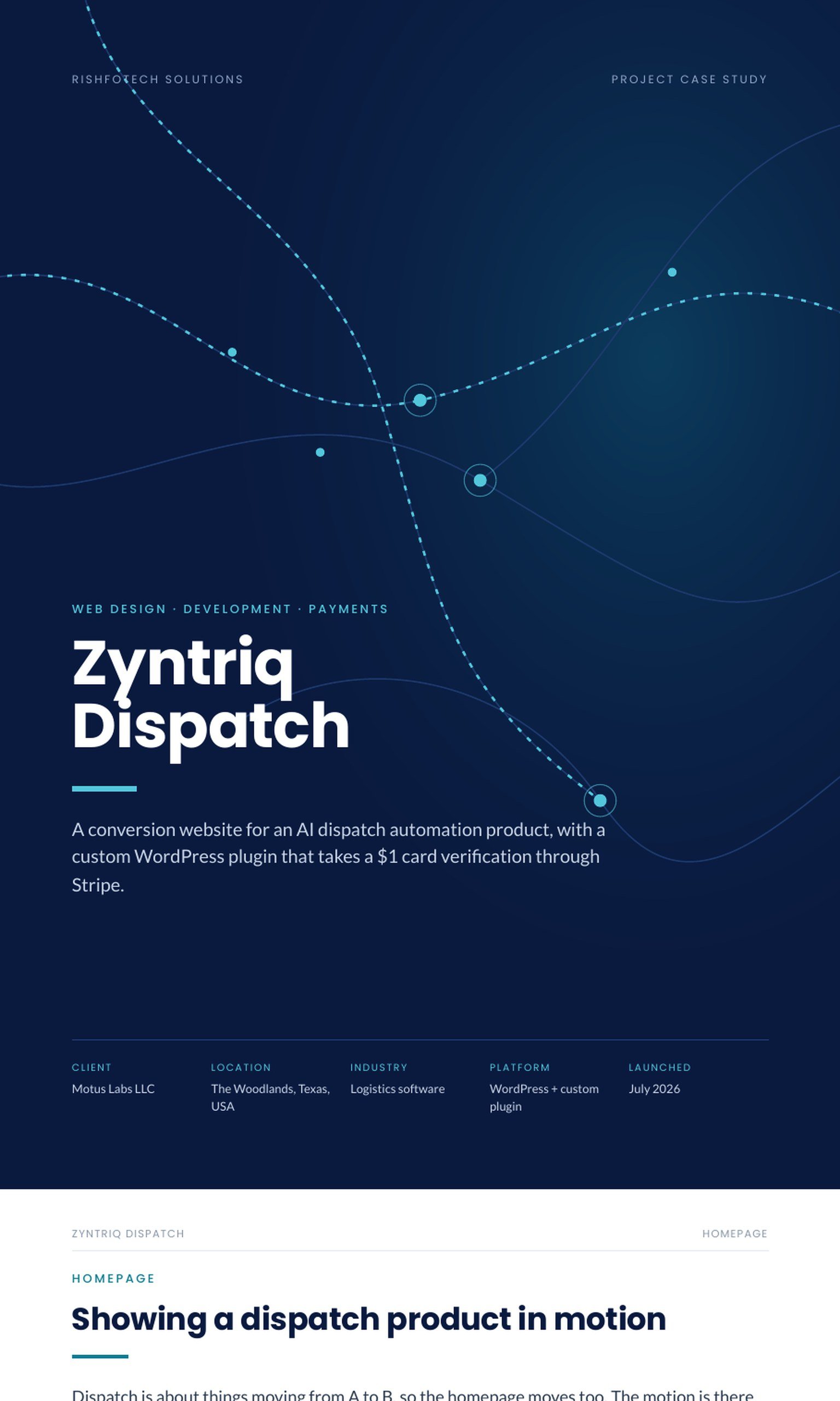 Zyntriq Dispatch website design